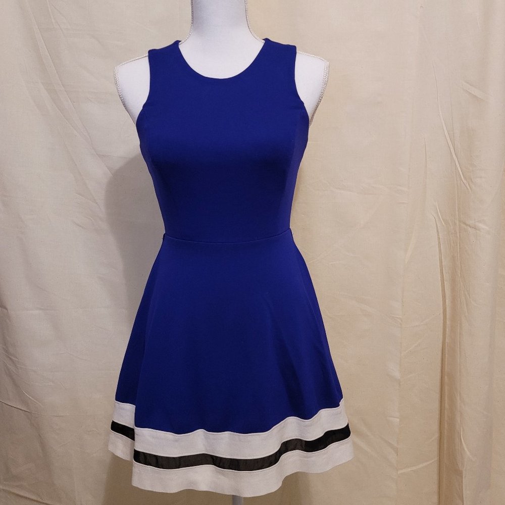 SAKS FIFTH AVENUE Skater Dress Royal Blue, White, Black